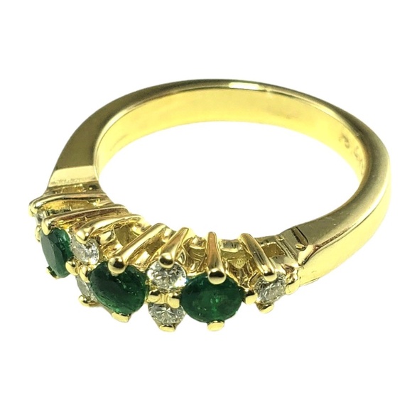 14K Yellow Gold Emerald and Diamond Ring Size 6.5 Lab Certified #16166 - Picture 3 of 9